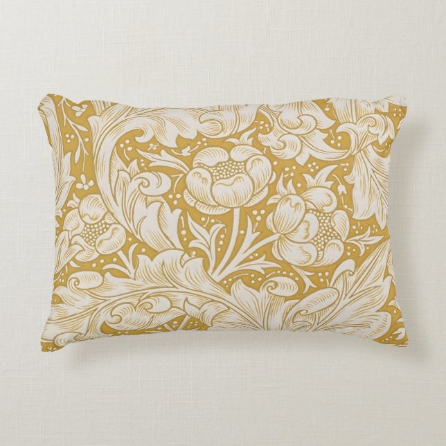  William Morris Gold Bachelors Button Floral Decorative Cushion (Front)