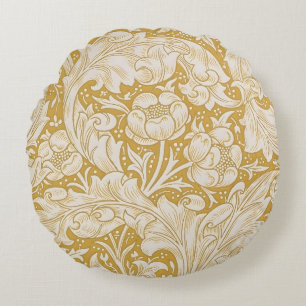 William Morris Gold Bachelors Button Floral Round Cushion