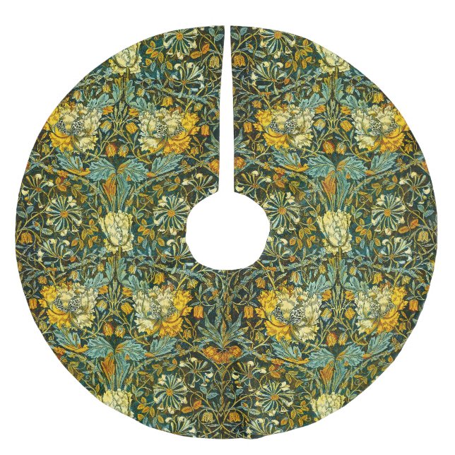William Morris Gold Honeysuckle Floral Wallpaper Brushed Polyester Tree Skirt (Front)