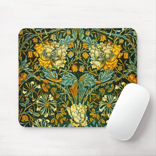 William Morris Gold Honeysuckle Floral Wallpaper Mouse Pad (With Mouse)