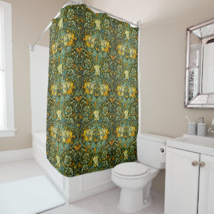 William Morris Gold Honeysuckle Floral Wallpaper Shower Curtain