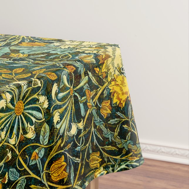 William Morris Gold Honeysuckle Floral Wallpaper Tablecloth (In Situ)