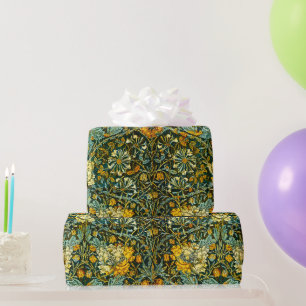 William Morris Gold Honeysuckle Floral Wallpaper Wrapping Paper