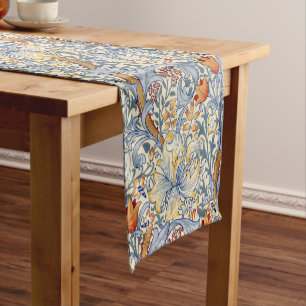 William Morris Gold Lily Victorian Botanical Short Table Runner