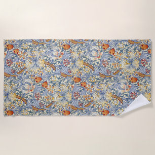 William Morris Gold Lily Victorian Wallpaper Beach Towel