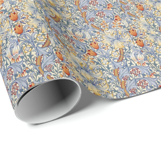 William Morris Gold Lily Victorian Wallpaper Wrapping Paper (Roll Corner)