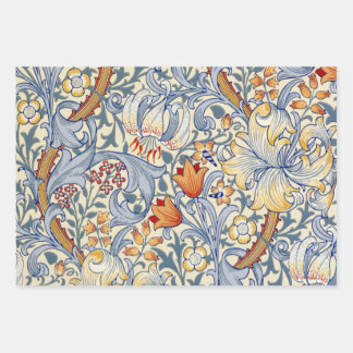 William Morris Gold Lily Victorian Wallpaper Wrapping Paper Sheet