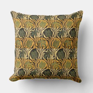 William Morris Gold Tulip Lily Vintage Wallpaper Cushion
