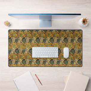 William Morris Gold Tulip Lily Vintage Wallpaper Desk Mat