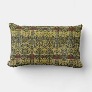 William Morris Gold Tulip Rose Vintage Wallpaper Lumbar Cushion