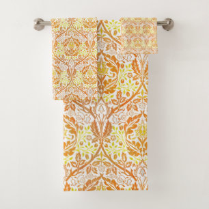 William Morris Golden Bough Orange Floral Art Bath Towel Set