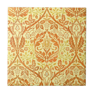 William Morris Golden Bough Orange Floral Art Tile