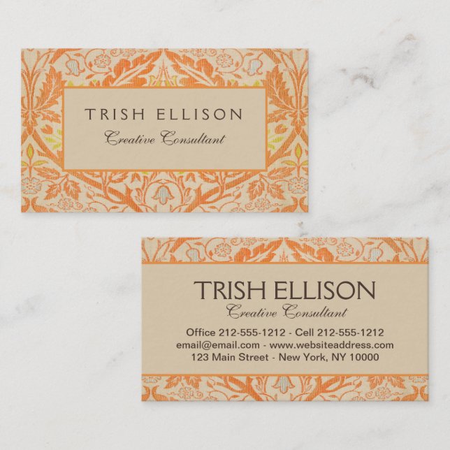William Morris Golden Bough Tapestry Pattern Business Card (Front/Back)