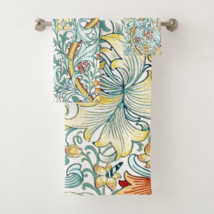 William Morris Golden Lilly Floral Pattern Bath Towel Set