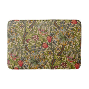 William Morris Golden Lily Antique Floral Pattern Bath Mat