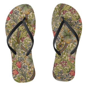William Morris Golden Lily Antique Floral Pattern Jandals