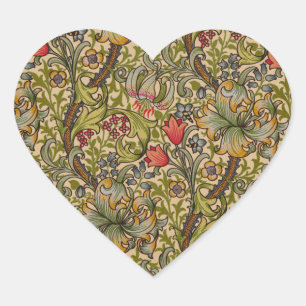 William Morris Golden Lily Antique Heart Sticker