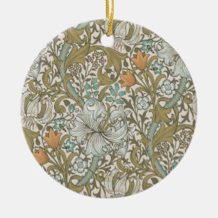 William Morris Golden Lily Blue Gold Classic Ceramic Tree Decoration