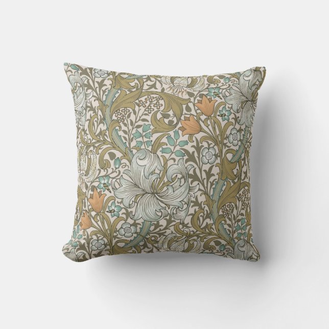 William Morris Golden Lily Blue Gold Classic Cushion (Front)