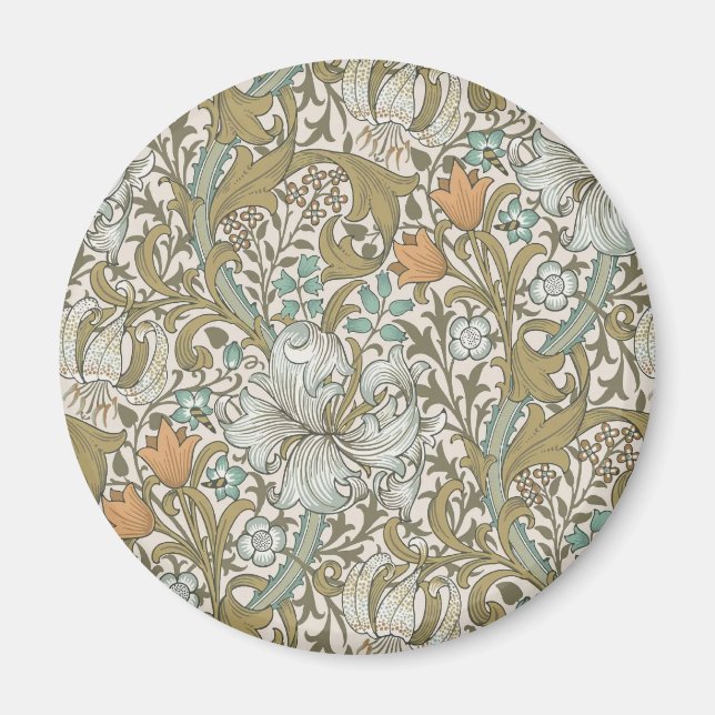 William Morris Golden Lily Blue Gold Classic Magnet (Front)