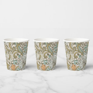William Morris Golden Lily Blue Gold Classic Paper Cups