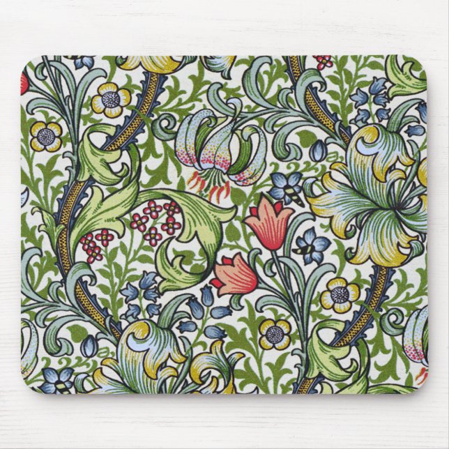 William Morris Golden Lily Floral Chintz Pattern H Mouse Pad (Front)