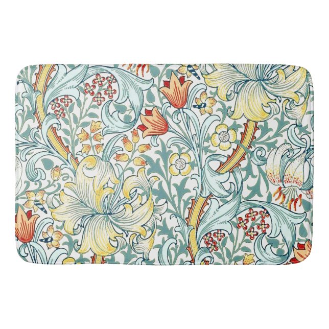 William Morris Golden Lily Floral Pattern Bath Mat (Front)