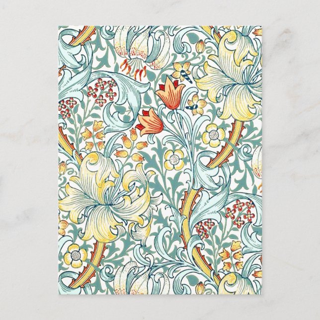 William Morris Golden Lily Floral Pattern Postcard (Front)