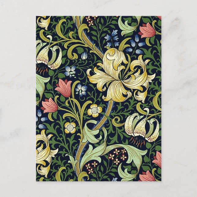 William Morris Golden Lily Floral Pattern Postcard (Front)