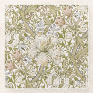 William Morris Golden Lily Garden Flower Classic Glass Coaster
