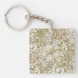 William Morris Golden Lily Garden Flower Classic Key Ring