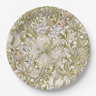 William Morris Golden Lily Garden Flower Classic Paper Plate