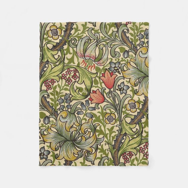 William Morris Golden Lily Restored Pattern Fleece Blanket (Front)