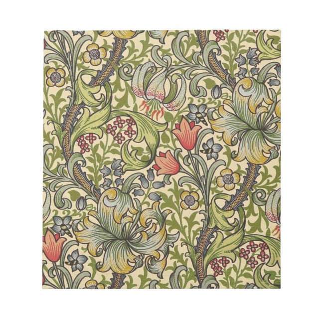 William Morris Golden Lily Restored Pattern Notepad (Front)