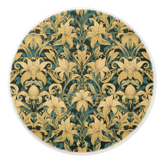 William Morris Golden Lily Vintage Pre-Raphaelite Ceramic Knob