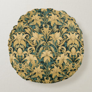 William Morris Golden Lily Vintage Pre-Raphaelite Round Cushion