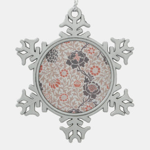 William Morris Grafton Botanic Art Design Snowflake Pewter Christmas Ornament