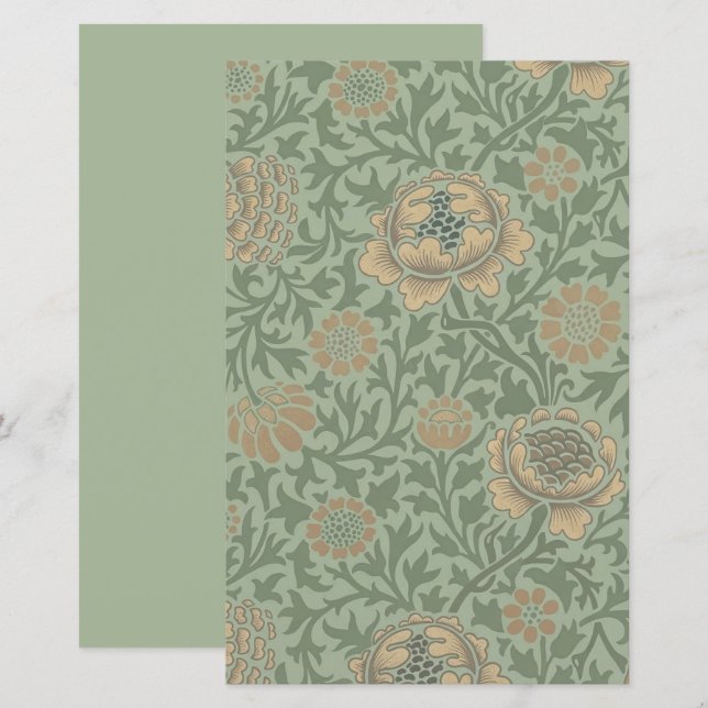 William Morris Grafton Floral Pattern Sage Green  (Front/Back)