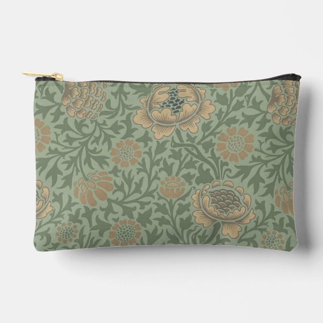 William Morris Grafton Floral Pattern Sage Green  Accessory Pouch (Front)