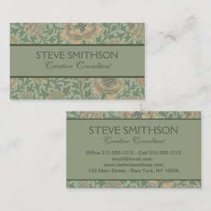 William Morris Grafton Floral Pattern Sage Green Business Card