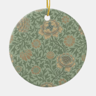 William Morris Grafton Floral Pattern Sage Green Ceramic Tree Decoration