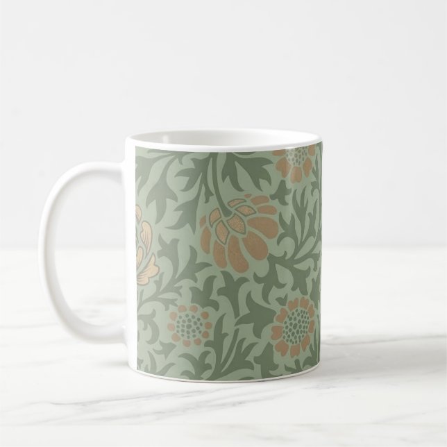 William Morris Grafton Floral Pattern Sage Green  Coffee Mug (Left)