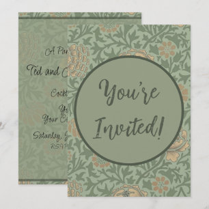 William Morris Grafton Floral Pattern Sage Green  Invitation