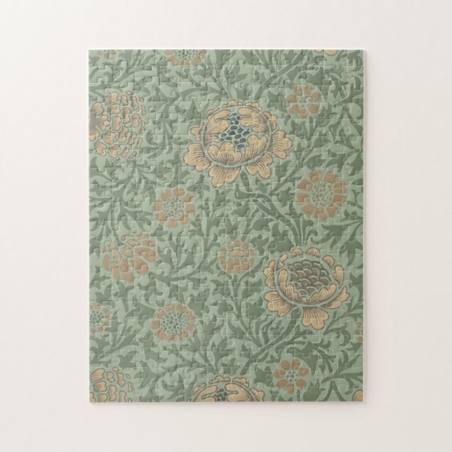 William Morris Grafton Floral Pattern Sage Green  Jigsaw Puzzle (Vertical)