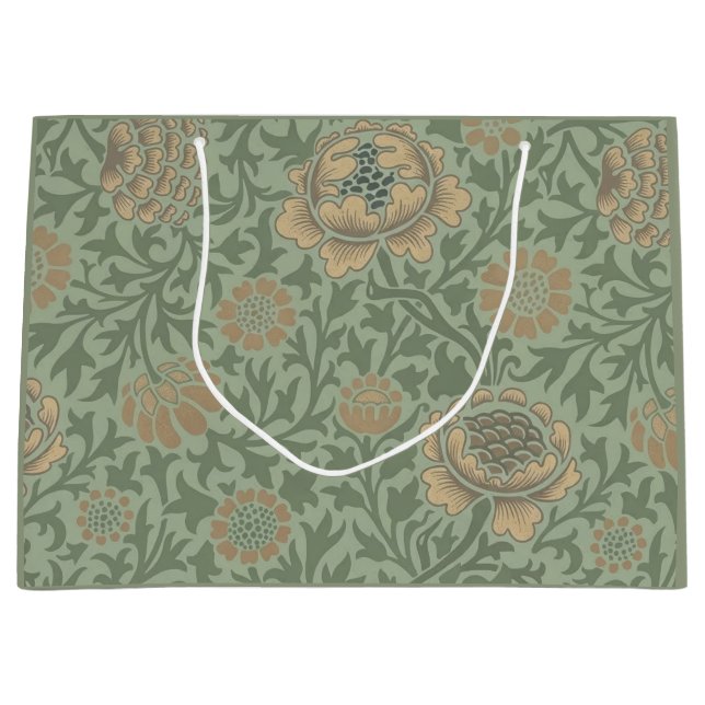 William Morris Grafton Floral Pattern Sage Green  Large Gift Bag (Front)