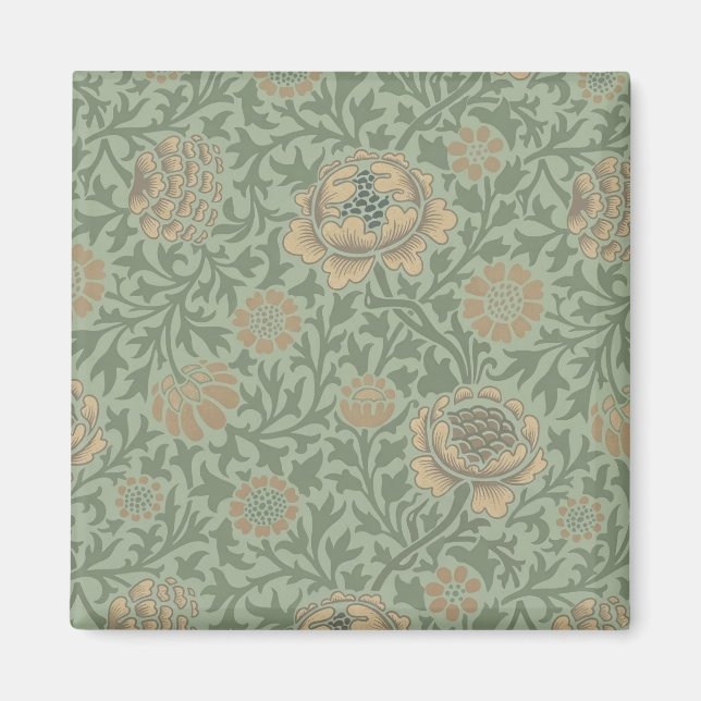 William Morris Grafton Floral Pattern Sage Green  Magnet (Front)