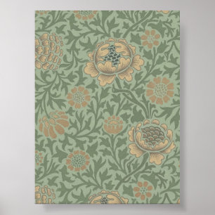William Morris Grafton Floral Pattern Sage Green  Poster