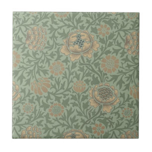 William Morris Grafton Floral Pattern Sage Green Tile