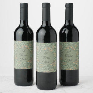 William Morris Grafton Floral Pattern Sage Green Wine Label