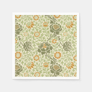 William Morris Grafton Sage Green Floral Pattern Napkin